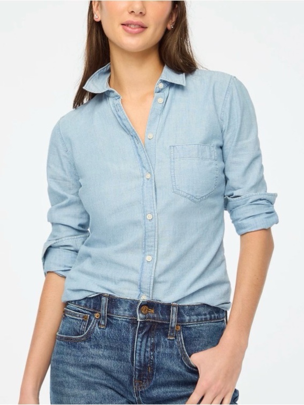 NWT J. Crew Blue Chambray Button Down Top XL